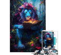 Rompecabezas para Adultos de 1000 Piezas diseño de león Azul Ideal para Leer en Familia Actividades Divertidas y desafiantes para Hacer en casa (Tamaño 38x52cm)