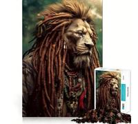 Rompecabezas para Adultos de 1000 Piezas,diseño de león Rasta Ciego con Bordes limpios,Juguete de construcción Que fomenta la concentración,diversión pausada, 50x75cm