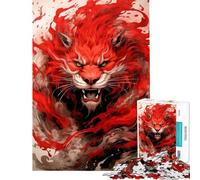 Rompecabezas para Adultos de 1000 Piezas diseño de león Rojo Divertido Mujeres Difícil y desafiante (tamaño 50x75cm)