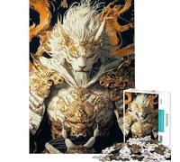 Rompecabezas para Adultos de 1000 Piezas diseño de león samurái Blanco Ideal para decoración de Pared Corte de precisión cumpleaños (tamaño 50x75cm)