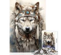 Rompecabezas para Adultos de 1000 Piezas diseño de Lobo ártico Espiritual Ideal para Decorar Paredes Educativo para fomentar el Amor en Pareja tamaño 50x75cm