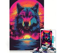 Rompecabezas para Adultos de 1000 Piezas diseño de Lobo en Acuarela Ideal para Jugar en Familia desarrollar el Pensamiento analítico y lógico y Regalar a Amigos y Familiares 50x75cm