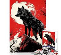 Rompecabezas para Adultos de 1000 Piezas diseño de Lobo Rojo para decoración del hogar Regalo de cumpleaños Juegos Familiares Mejora del Amor en Pareja tamaño 50x75cm