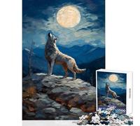 Rompecabezas para Adultos de 1000 Piezas diseño de Lobo Solitario Aullando Juguetes antiestrés Gran Regalo Juego de ingenio descompresión Intelectual tamaño 50x75cm