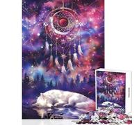 Rompecabezas para Adultos de 1000 Piezas diseño de Lobo soñando en la Galaxia Ideal para Decorar el hogar Regalo de cumpleaños Juegos Familiares Mejora del Amor en Pareja tamaño 38x26cm