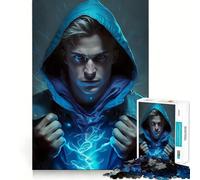 Rompecabezas para Adultos de 1000 Piezas,diseño de Mago de Anime Azul con Corte preciso,Juego Divertido para concentrarse,Tiempo de Juego Tranquilo,Regalo Divertido de Navidad 50x75cm