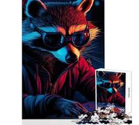 Rompecabezas para Adultos de 1000 Piezas diseño de Mapache Cohete Juguetes antiestrés ciberpunk Regalos de Amigo Secreto Juegos relajantes para cumpleaños y Navidad tamaño 38x26cm