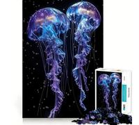 Rompecabezas para Adultos de 1000 Piezas,diseño de Medusas Luminosas,Bordes Finos,Ideal para Manualidades,Resolver Problemas,Relajarse,Jugar o divertirse en cumpleaños (38x26cm)