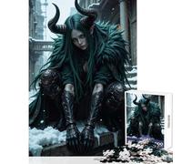 Rompecabezas para Adultos de 1000 Piezas diseño de Mujer con Cuernos en un Paisaje nevado Ideal para Decorar la Pared Ideal para Hombres y Mujeres Ideal para realzar el Amor en Pareja tamaño 50x75cm