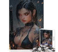 Rompecabezas para Adultos de 1000 Piezas diseño de Mujer guerrera Tatuada con Katana Juguetes antiestrés Regalos para Mujeres y Hombres Juego Educativo difícil y desafiante tamaño 38x52cm
