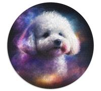 Rompecabezas para Adultos de 1000 Piezas, diseño de Nebulosa de Bichón Frisé, Redondo de 1000 Piezas, Ideal para decoración y Regalo de ingenio, 67,5 x 67,5 cm
