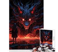 Rompecabezas para Adultos de 1000 Piezas diseño de niña Frente a un Lobo Feroz Juguetes antiestrés Regalo de cumpleaños Juego Imposible para fomentar el Amor en Pareja tamaño 50x75cm