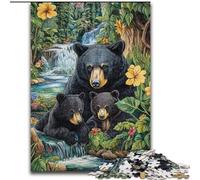Rompecabezas para Adultos de 1000 Piezas, diseño de Oso Negro de la Selva, Juguetes educativos, Juegos para aliviar el estrés, interacción Entre Padres e Hijos tamaño 50x75cm