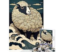 Rompecabezas para Adultos de 1000 Piezas diseño de Oveja Ukiyo-e Fabricado en Japón y China Juego práctico de ensamblaje de Patrones Juguetes antiestrés Interesante para Reducir el estrés (38x52cm)