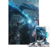 Rompecabezas para Adultos de 1000 Piezas diseño de Paisaje Urbano con dragón de Hielo Juego Educativo Juguetes didácticos Regalos de Amigo Invisible Mejora de la Memoria (tamaño 38x26cm)