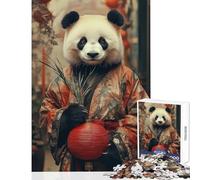 Rompecabezas para Adultos de 1000 Piezas diseño de Panda en Kimono con Linterna roja Juguete Educativo Regalo Divertido para Juegos educativos difícil y desafiante tamaño 50x75cm