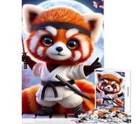 Rompecabezas para adultos de 1000 piezas diseño de panda rojo samurái japonés juguetes antiestrés regalos geniales juego práctico con piezas de formas aleatorias totalmente entrelazadas tamaño 38x26cm