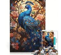 Rompecabezas para Adultos de 1000 Piezas diseño de Pavo Real Estilo Art Nouveau Juegos educativos Actividades Familiares Regalo de cumpleaños Regalos de Viaje 50x75cm
