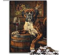 Rompecabezas para Adultos de 1000 Piezas, diseño de Perro bóxer Bebiendo, Juego único Juego Familiar desafiante y Divertido para Mayores de 14 años tamaño 26x38cm