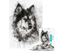 Rompecabezas para Adultos de 1000 Piezas diseño de Perro de Groenlandia en Acuarela Juego Imposible Juguetes educativos Regalos de Amigo Invisible para la diversión Familiar (tamaño 50x75cm)