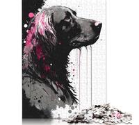 Rompecabezas para Adultos de 1000 Piezas, diseño de Perro Perdiguero de Pelo Liso Rosa, de Madera, Juego Educativo, 1000 Piezas (75 x 50 cm)
