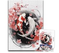 Rompecabezas para Adultos de 1000 Piezas, diseño de pez koi, Yin Yang, RubyArt, Relajante y Tranquilo, Ajuste Firme, Corte Limpio, Juguete de Juego, tamaño 38x26cm