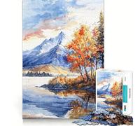 Rompecabezas para Adultos de 1000 Piezas,diseño de Picos de Lago otoñal,Ajuste preciso,Juego de lógica,Juguete Divertido y fácil de Jugar, (38x26cm)