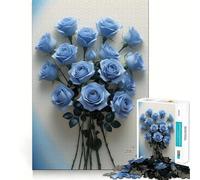 Rompecabezas para Adultos de 1000 Piezas,diseño de Ramo de Rosas Azules,Arte de Corte Fino,desafío Inteligente y Divertido,Juego para Momentos de Tranquilidad,Regalo de cumpleaños para Aficionados