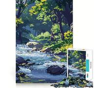 Rompecabezas para Adultos de 1000 Piezas,diseño de río y Bosque,Pixel Art,Corte Impecable,Divertido Juego de concentración,Regalo Ideal para cumpleaños (50x75cm)