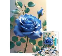 Rompecabezas para Adultos de 1000 Piezas diseño de Rosa Azul Juego Familiar Juego desafiante Juguetes Gran Regalo para los Amantes de los Juegos de Nivel difícil (tamaño 38x52cm)