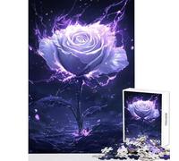Rompecabezas para Adultos de 1000 Piezas diseño de Rosa Morada llameante Ideal para Decorar el hogar Regalos de Amigo Secreto Juegos de relajación desafiantes de completar tamaño 50x75cm