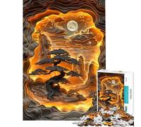 Rompecabezas para Adultos de 1000 Piezas diseño de Salida de la Luna mística Juego práctico de Corte de precisión Ideal para cumpleaños (tamaño 38x52cm)