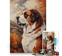 Rompecabezas para Adultos de 1000 Piezas,diseño de San Bernardo de otoño,fácil de Limpiar,Decorativo,Juguete Que desafía la Mente,Ideal para Momentos de Ocio y como Regalo de cumpleaños (38x52cm)