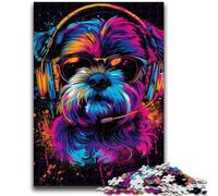 Rompecabezas para Adultos de 1000 Piezas, diseño de Shih Tzu, neón, antiestrés, para Pasar el rato en casa, decoración Mayores de 14 años, 50x75cm