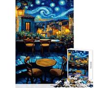 Rompecabezas para Adultos de 1000 Piezas diseño de terraza de cafetería con Estrellas Juguete Educativo Regalo de cumpleaños Juego de ingenio Interesante para Reducir el estrés (tamaño 38x26cm)