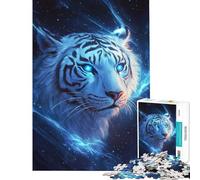 Rompecabezas para Adultos de 1000 Piezas diseño de Tigre Azul y Estrella Juegos relajantes para la diversión Familiar cumpleaños (tamaño 38x26cm)