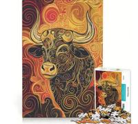 Rompecabezas para Adultos de 1000 Piezas diseño de Toro Tauro en Espiral Juego Relajante dificultad Alta Lista de Deseos con Papá Noel 38x52cm