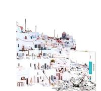 Rompecabezas para Adultos de 1000 Piezas diseño de un Pueblo de Santorini Grecia Juego práctico Que desafía la Inteligencia Juguetes adictivos Regalos de cumpleaños para Mujeres tamaño 38x26cm