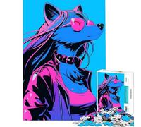 Rompecabezas para Adultos de 1000 Piezas diseño de una Chica Zorro Cyberpunk Juego desafiante Juguete Educativo decoración Perfecta Regalo Divertido (tamaño 38x26cm)