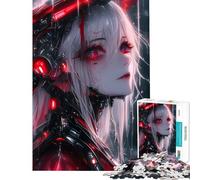 Rompecabezas para Adultos de 1000 Piezas diseño de una Dama Anime Blanca y roja desafío Educativo Carrera de Velocidad Manual Juego Imposible para Mayores de 14 años (38x26cm)