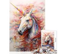 Rompecabezas para Adultos de 1000 Piezas diseño de Unicornio Caminando sobre Pintura Ideal para Decorar el hogar Regalo de cumpleaños Juegos Familiares Mejora el Amor en Pareja tamaño 50x75cm