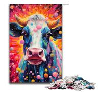 Rompecabezas para Adultos de 1000 Piezas diseño de Vaca con círculo Ideal para Decorar el hogar Toda la Familia 75 x 50 cm