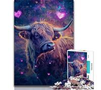 Rompecabezas para Adultos de 1000 Piezas diseño de Vaca de Las Tierras Altas al Atardecer Ideal para Adolescentes Ideal para Reducir el estrés interacción Entre Padres e Hijos 26x38cm