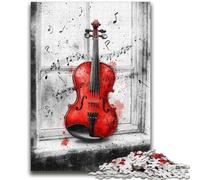 Rompecabezas para Adultos de 1000 Piezas, diseño de violín Rojo, Ideal para aliviar el estrés, para Pasar el rato en casa, decoración Mayores de 14 años, 50x75cm