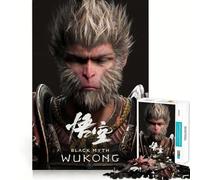 Rompecabezas para Adultos de 1000 Piezas,diseño de Wukong de la mitología Negra,Arte de Corte nítido,Juego Divertido para concentrarse,Tiempo de Juego Tranquilo,Regalo Divertido de Navidad 38x52cm