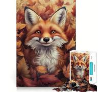 Rompecabezas para Adultos de 1000 Piezas,diseño de Zorro otoñal,Ajuste, Juego de Habilidad Mental,Juego Libre,Escena navideña (38x26cm)