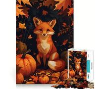 Rompecabezas para Adultos de 1000 Piezas,diseño de Zorro y Calabazas otoñales,fácil de armar,decoración,Juego Estimulante,Ideal para Momentos de Ocio y cumpleaños (50x75cm)