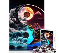 Rompecabezas para Adultos de 1000 Piezas diseño Elemental Yin y Yang Juego práctico Regalos y Juguetes Ideales para Pasar el Tiempo en casa (38x26cm)
