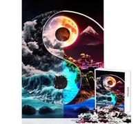 Rompecabezas para Adultos de 1000 Piezas diseño Elemental Yin y Yang Juego práctico Regalos y Juguetes Ideales para Pasar el Tiempo en casa (38x52cm)