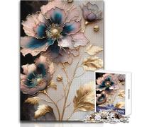 Rompecabezas para Adultos de 1000 Piezas, diseño Floral Dorado, Abstracto, Tranquilo y Relajante, Ideal para Actividades de Ocio, Corte preciso, Juguete para Manualidades, tamaño 38x26cm